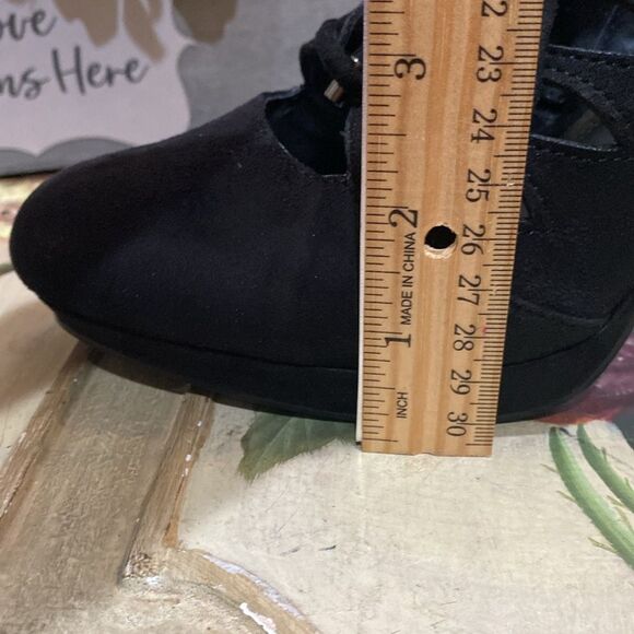 Impo Pageant Faux Suede Cut Out Lace Up Platform Heels Black Sz 8.5 - Picture 14 of 16
